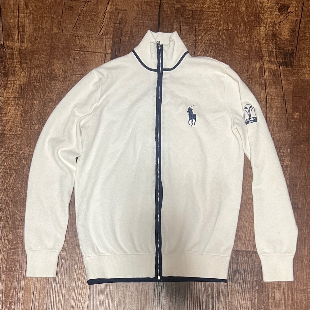 Polo by Ralph Lauren White Cardigan with Navy Accents
